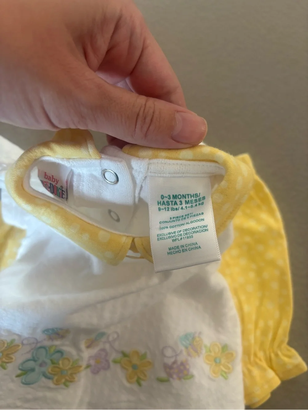 Vintage Okie Dokie Yellow & White Floral Baby Short Set - Unbranded